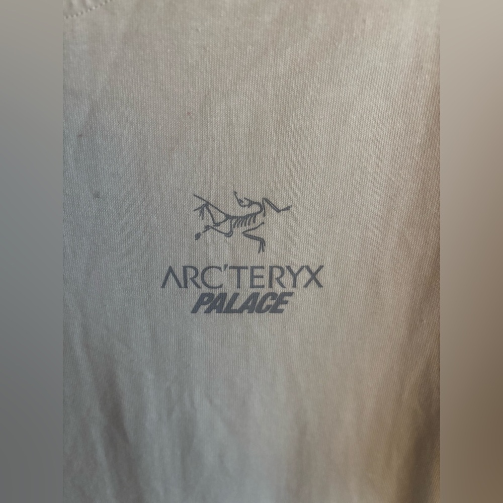 RARE ARC'TERYX x Palace White T Shirt w/ Iridescent Silver Lettering Size: Small - Picture 3 of 6